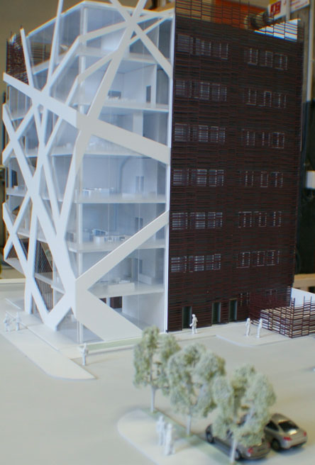 Maquette architecture représentant un bâtiment moderne.